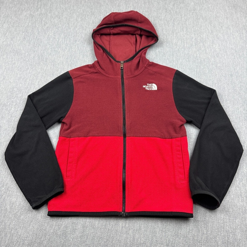 The North Face Jacket Teen Unisex Medium Red Glacier Full Zip Hoodie Fleece